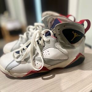 Jordan Kids White and Red High-Top Sneakers